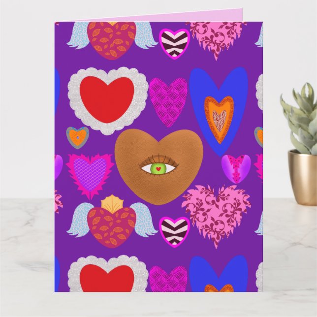 Mehrfarbige Herzen Valentine Karte (Kleine Pflanze)