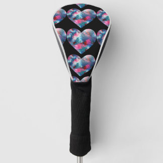Mehrfarbige Herzenfarbe auf Holz Golf Headcover