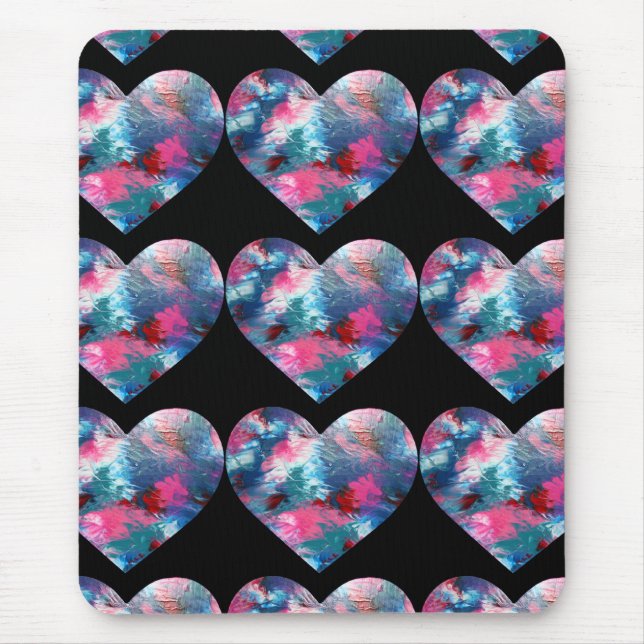 Mehrfarbige Herzenfarbe auf Holz Mousepad (Vorne)