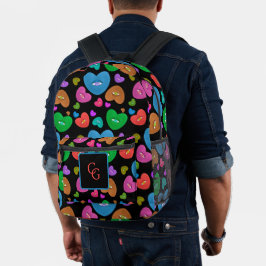 Mehrfarbige Herzklopfe mit Augapfelwangen-Liebe Bedruckter Rucksack