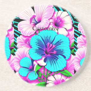 Mehrfarbige Hibiskus-Blume Thunder_Cove Getränkeuntersetzer