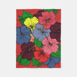Mehrfarbige Hibiskusblüten #2 DR Fleecedecke