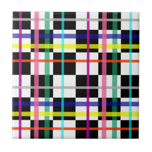 Mehrfarbige Karierte Linien - kariertes Tartan-Des Fliese