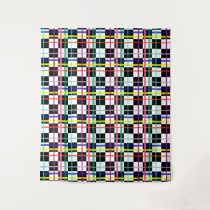 Mehrfarbige Karierte Linien - kariertes Tartan-Des Wandteppich