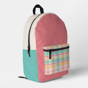 Mehrfarbige Karo-Gingham Bedruckter Rucksack