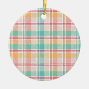 Mehrfarbige Karo-Gingham Keramik Ornament
