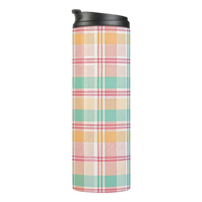 Mehrfarbige Karo-Gingham Thermosbecher (Nach rechts gedreht)