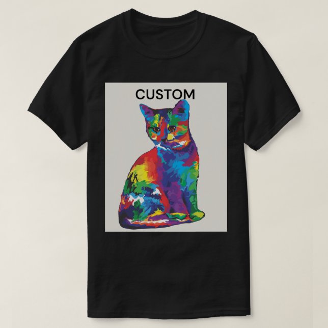 mehrfarbige Katze T-Shirt (Design vorne)