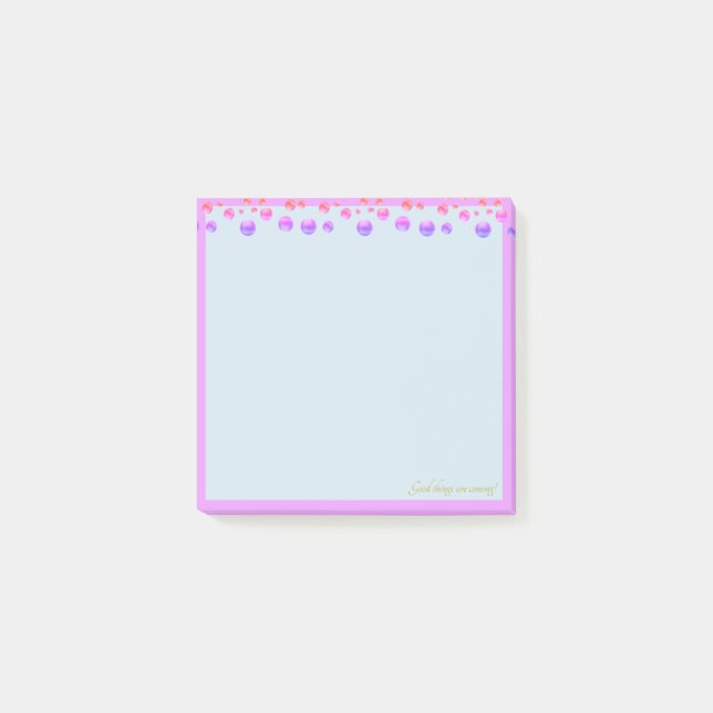 Mehrfarbige Konfetti auf hellblau Post-it Klebezettel (Vorderseite)