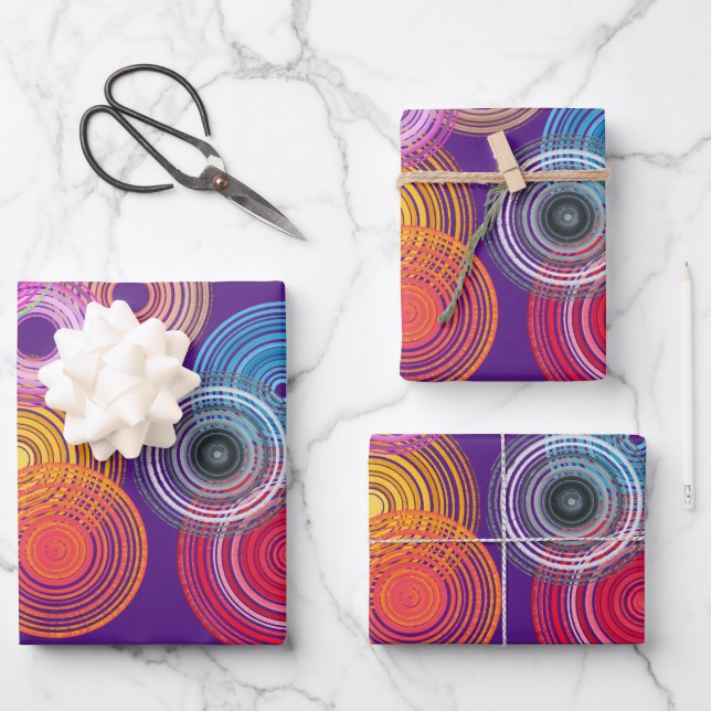 mehrfarbige Kreise Geschenkpapier Set (Vorderseite)