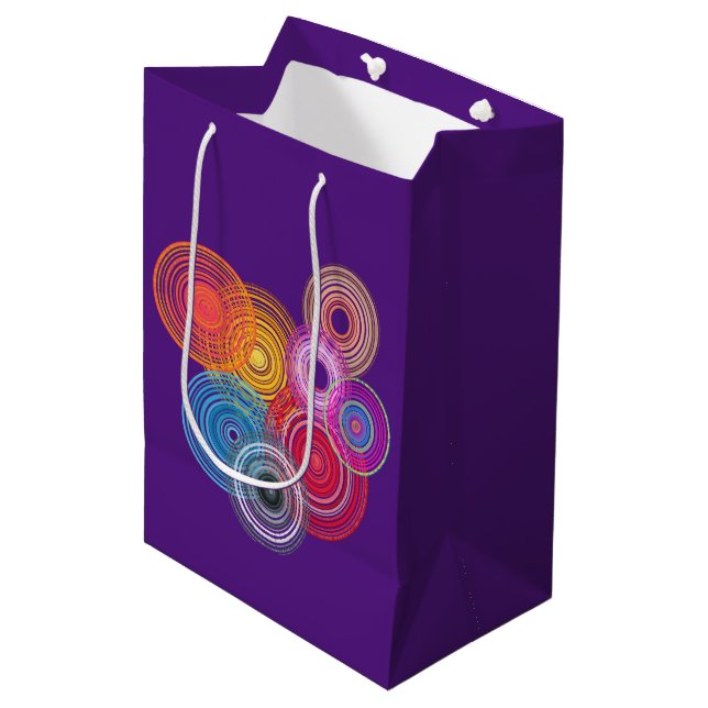mehrfarbige Kreise Mittlere Geschenktüte (Vorderseite Schrägansicht)