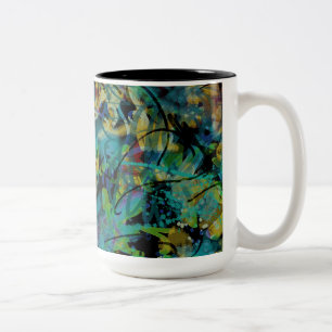 Mehrfarbige Kritzel-Abstrakte Kunst Zweifarbige Tasse