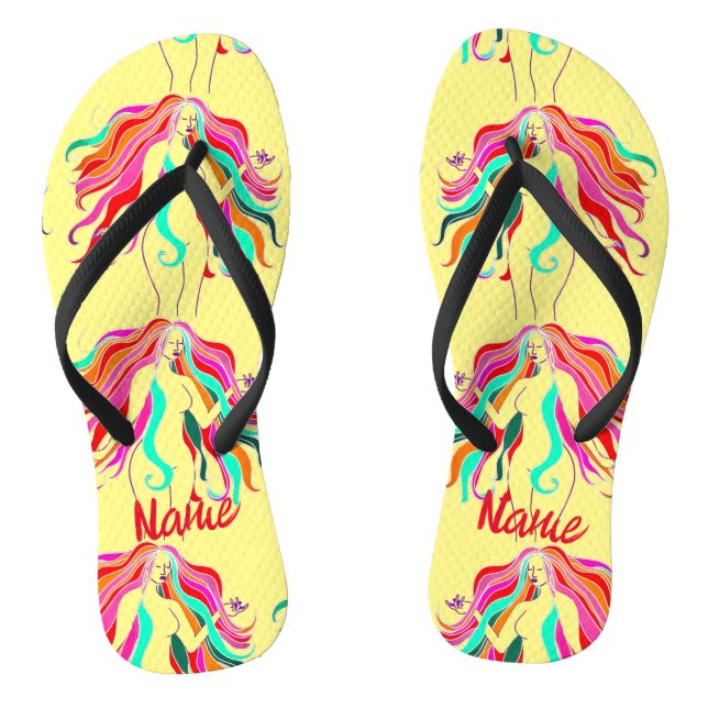mehrfarbige Langhaargöttin Thunder_Cove Flip Flops (Fußbett)