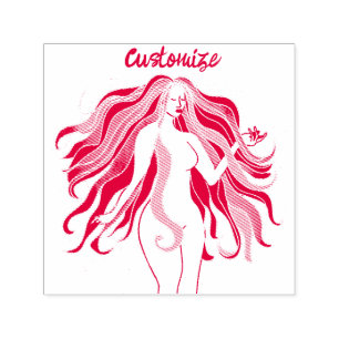 mehrfarbige Langhaargöttin Thunder_Cove Permastempel