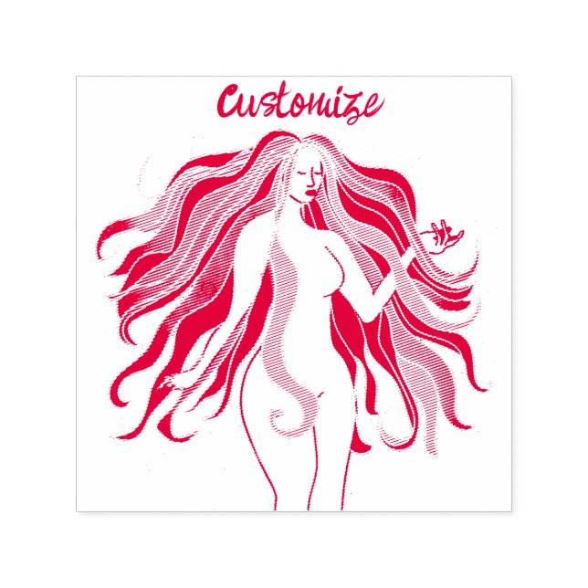 mehrfarbige Langhaargöttin Thunder_Cove Permastempel (Design)