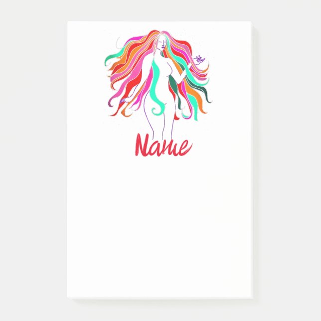 mehrfarbige Langhaargöttin Thunder_Cove Post-it Klebezettel (Vorderseite)