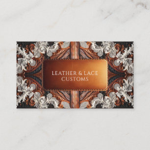 Mehrfarbige Leder- und elegante Spitze Rustikale C Visitenkarte