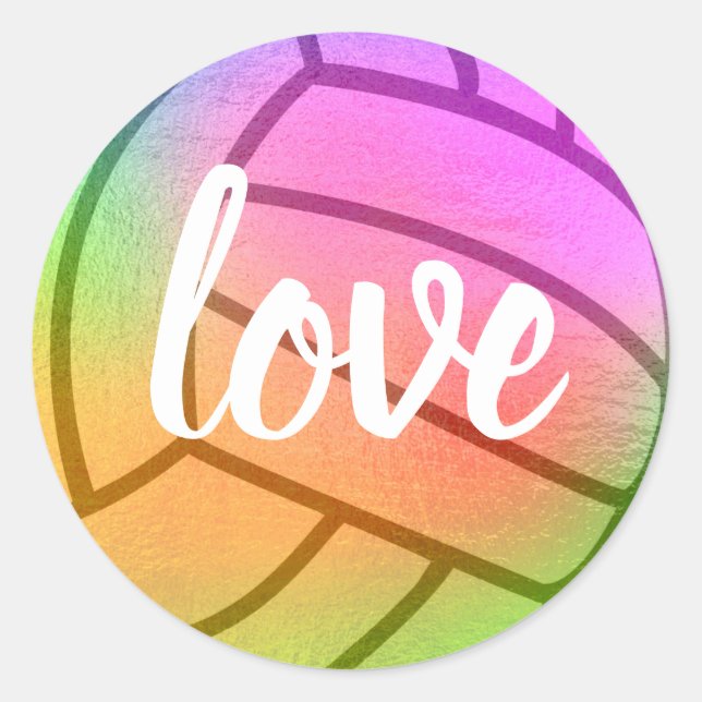 Mehrfarbige Liebe Volleyball Runder Aufkleber (Vorderseite)