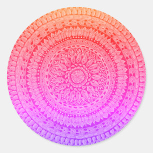 Mehrfarbige Mandala-Originalkunst Runder Aufkleber