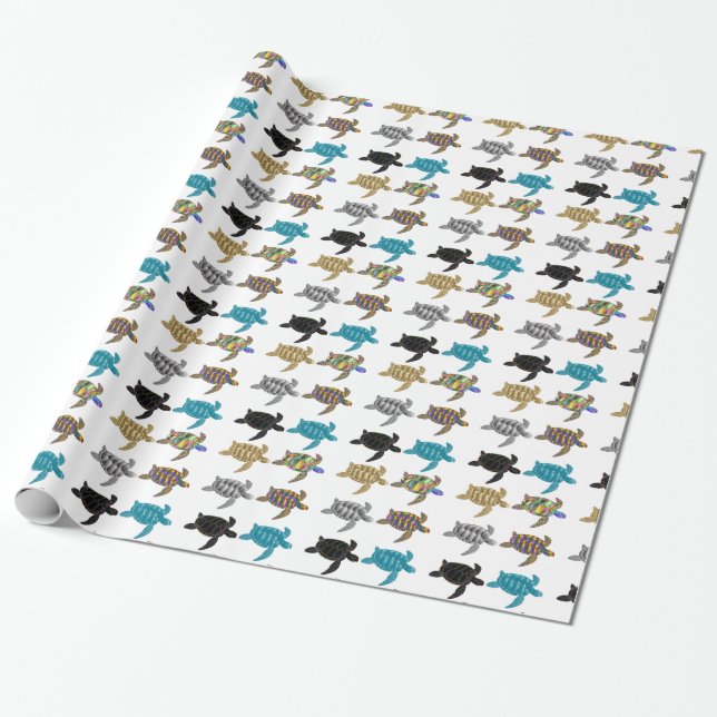 Mehrfarbige Meeresschildkröten Thunder_Cove Geschenkpapier (Ungerollt)