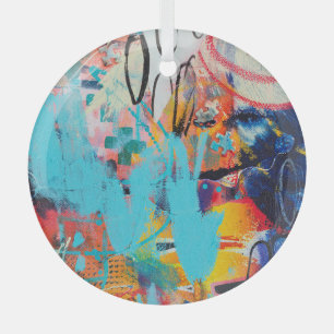 Mehrfarbige Mixed-Media-Kunst Ornament Aus Glas