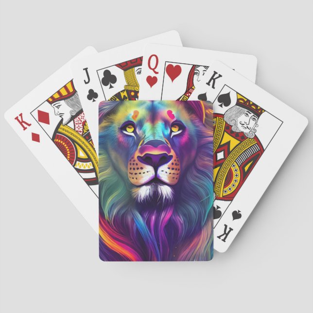 Mehrfarbige moderne digitale Kunst - Majestic Lion Spielkarten (Rückseite)