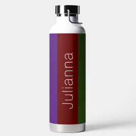 Mehrfarbige moderne Streifen mit Namen Trinkflasche