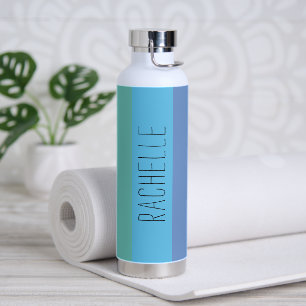 Mehrfarbige moderne Streifen mit Namen Trinkflasche