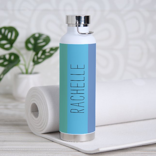 Mehrfarbige moderne Streifen mit Namen Trinkflasche (Yoga)