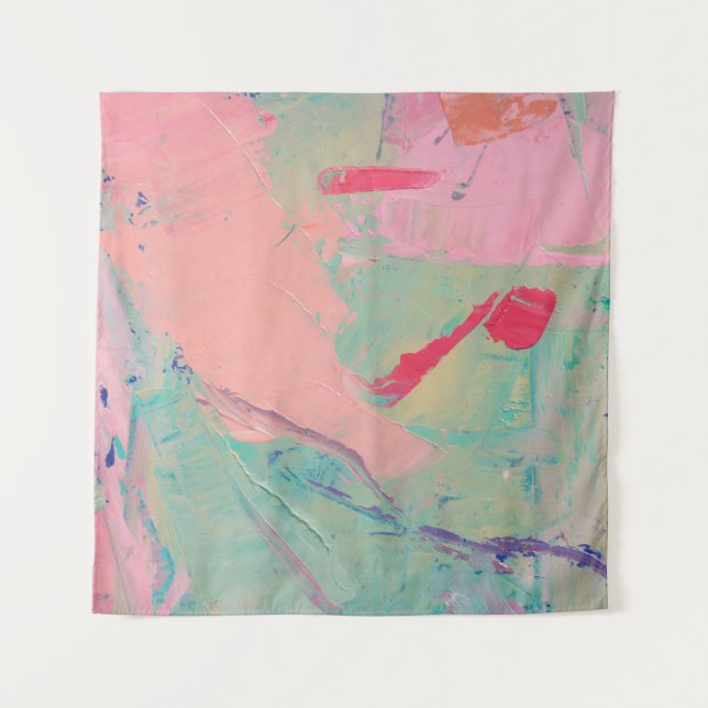 Mehrfarbige Ölfarbe Textur. Abstrakte Kunststütze Wandteppich (Vorderseite)