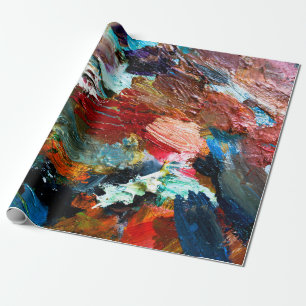 mehrfarbige Ölfarbstriche auf der Palette des Küns Geschenkpapier