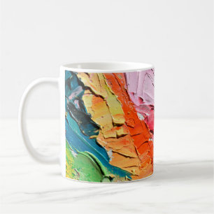 Mehrfarbige Ölmaltextur. Abstrakter Kunsthintergru Kaffeetasse