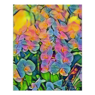 mehrfarbige orchide Blume Aquarellmalerei Poster