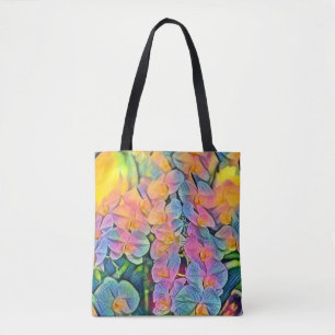 mehrfarbige orchide Blume Aquarellmalerei Tasche