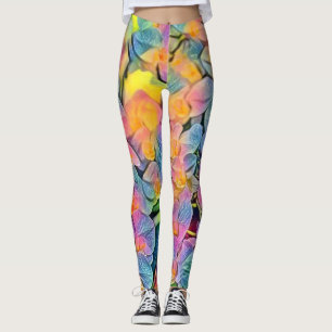 Mehrfarbige Orchideenblüten Aquarellmalerei Leggings