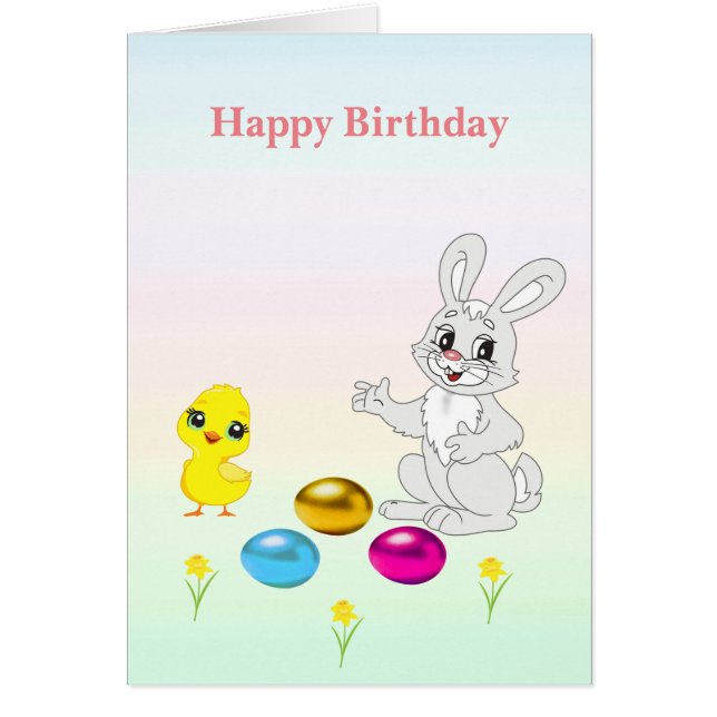 Mehrfarbige Ostereier & Bunny zum Geburtstag (Vorne)