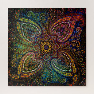 Mehrfarbige Paisley auf schwarzem Hintergrund