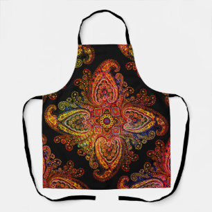 Mehrfarbige Paisley-Muster auf Schwarz 002 Schürze