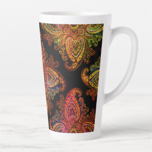 Mehrfarbige Paisley-Muster auf Schwarz 02 Milchtasse