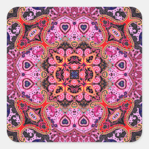 Mehrfarbige Paisley, Schal-Druckdesign Quadratischer Aufkleber