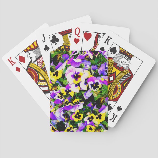 mehrfarbige Pansy-Blume Spielkarten (Rückseite)