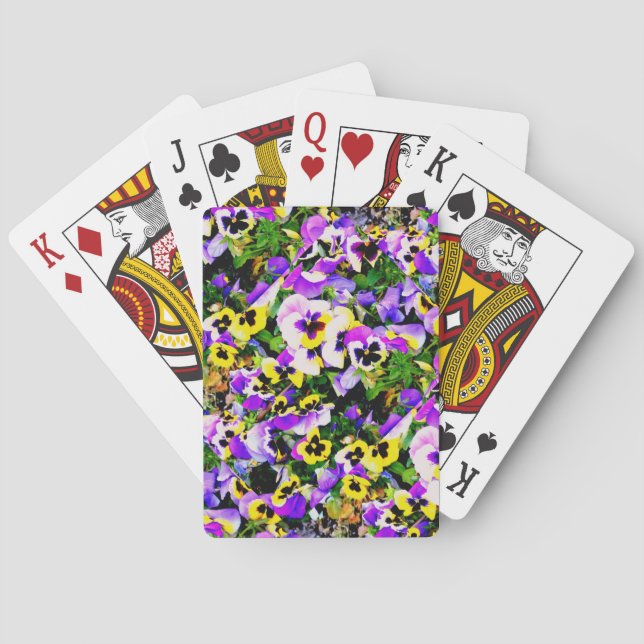 mehrfarbige Pansy-Blume Spielkarten (Rückseite)