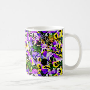 mehrfarbige Pansy-Blumen Kaffeetasse