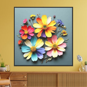 Mehrfarbige Papierblumenanordnung Wandkunst Leinwanddruck