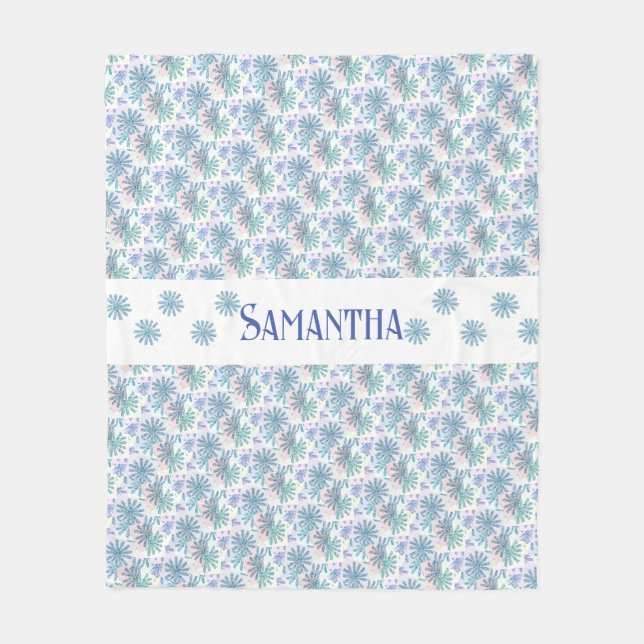 mehrfarbige Pastel Patchwork Daisy Fleecedecke (Vorderseite)