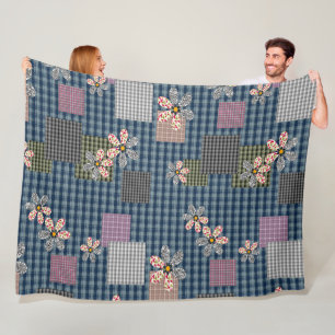 Mehrfarbige Patchwork-Retro-Muster im rustikalen S Fleecedecke