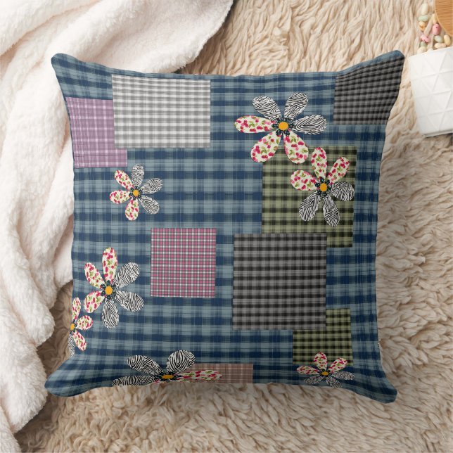 Mehrfarbige Patchwork-Retro-Muster im rustikalen S Kissen (Decke)