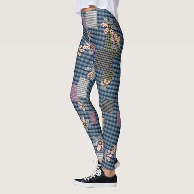 Mehrfarbige Patchwork-Retro-Muster im rustikalen S Leggings (Links)