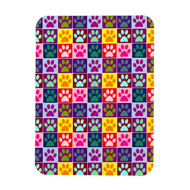 Mehrfarbige Paw Print Magnet (Vertikal)