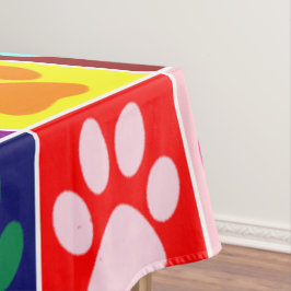 Mehrfarbige Paws auf mehrfarbigen Plätzen Tischdecke